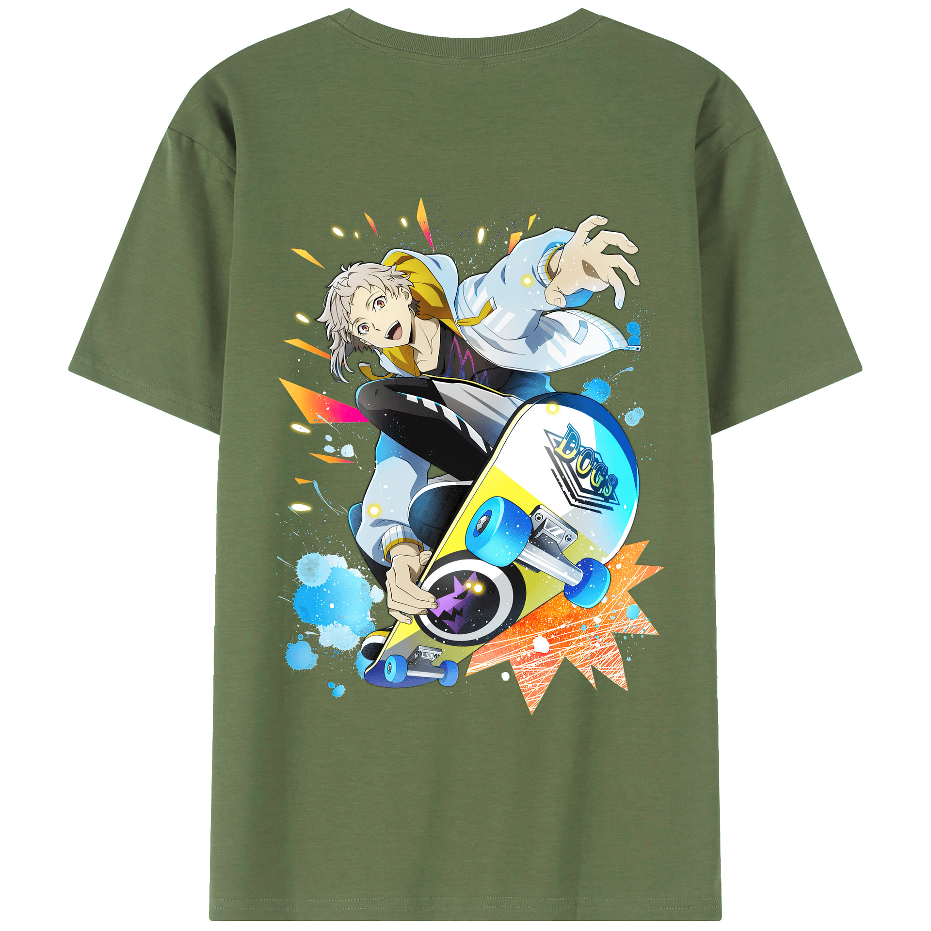 （画像用） 文豪ストレイドッグス Bungo Stray Dogs 綿100％ メンズ半袖Tシャツ（バックプリント） 通気性